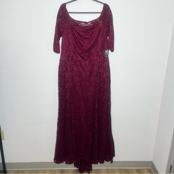 NWT Torrid Size 18 Special Occasion Burgundy Red Lace Off Shoulder Maxi Dress - Picture 3 of 14